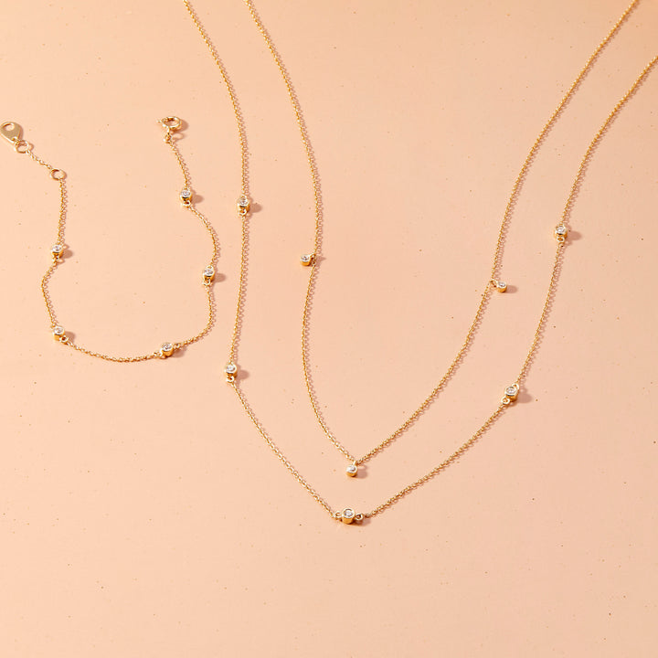 Juliet 14K Gold Floating Diamond Necklace