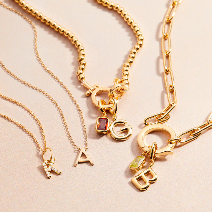 Avery Birthstone Initial Necklace