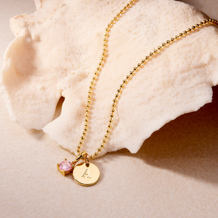 Melrose Mini Initial Birthstone Necklace