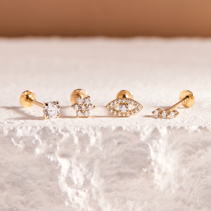 Ryleigh 14K Diamond Bar Single Flat Back Earring