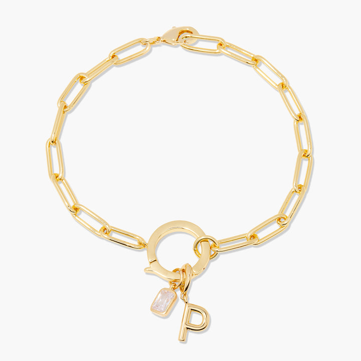 Gold chain bracelet with a &