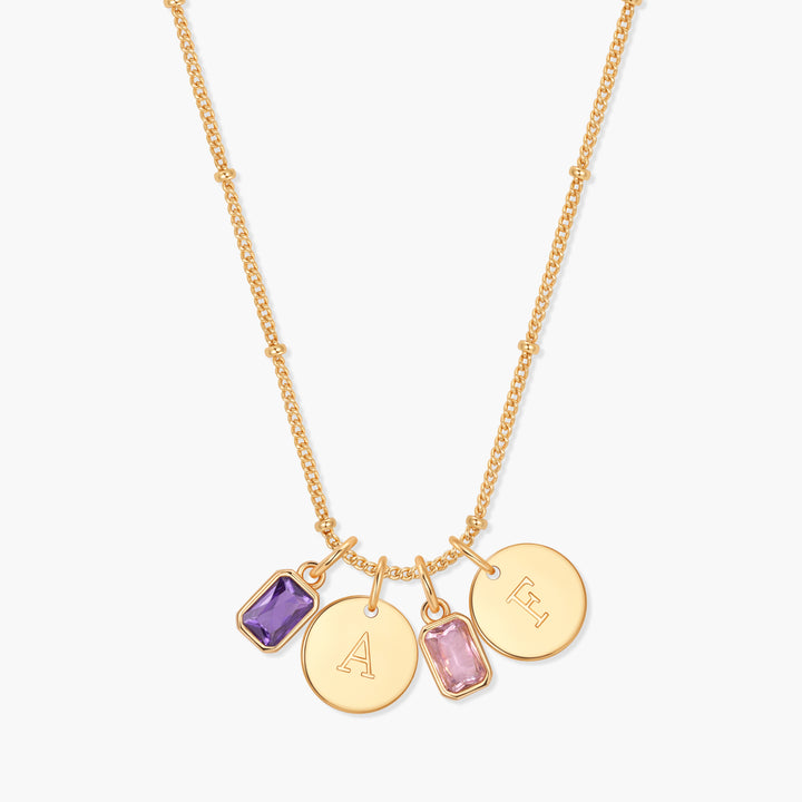Mackenzie Two Birthstone Initial Pendant