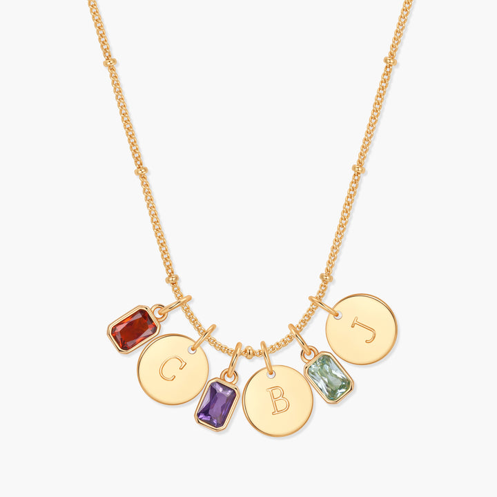 Mackenzie Three Birthstone Initial Pendant