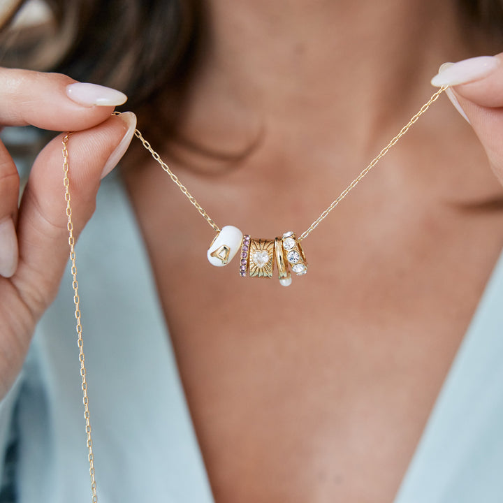 Gaby Pearl Puffy Bezel Bead