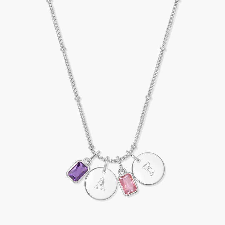 Mackenzie Two Birthstone Initial Pendant